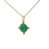 Collier doré Onyx verte cabochon et zircons