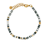 Bracelet doré disques vinyles noir et blanc