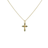 Collier doré croix et turquoise sertie 42cm
