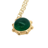 Collier doré sphère double pierre onyx verte et noire 60 cm