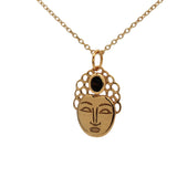 Collier doré tête de bouddha et onyx noire 42 cm