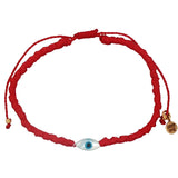 Mother-of-pearl eye bracelet with red cord