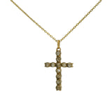 Collier doré croix avec labradorite 42 cm