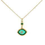 Gold necklace with stone eye and zircons