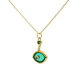 Gold necklace with stone eye and zircons