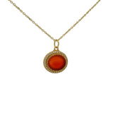 Gold necklace with flat stone and zircons