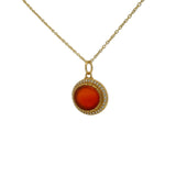 Gold necklace with flat stone and zircons