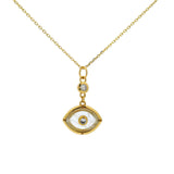 Gold necklace with stone eye and zircons