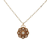 Collier doré médaillon fleur avec pierre de lune 50 cm