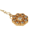 Collier doré médaillon fleur avec pierre de lune 50 cm