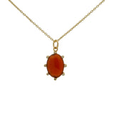Collier doré onyx rouge ovale et zircons