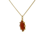 Collier doré onyx rouge ovale et zircons