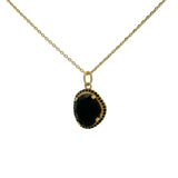 Collier doré onyx noire sertie 4 griffes et zircons noirs