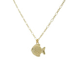 Collier doré et poisson et zircon 50cm