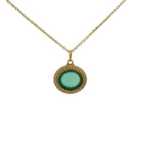 Gold necklace with flat stone and zircons