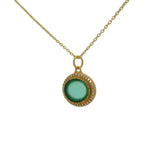 Gold necklace with flat stone and zircons