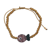 Bracelet cordon tressé doré poisson violet