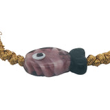 Bracelet cordon tressé doré poisson violet