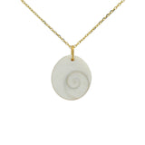 Collier doré grand coquillage oeil de sainte Lucie