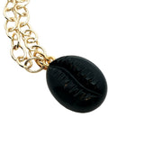 Collier doré cauri onyx noire 42 cm