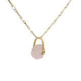 Collier doré quartz rose et zircon 50cm