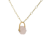 Collier doré quartz rose et zircon 50cm