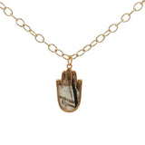 Collier doré main de Fatma labradorite 42 cm