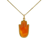 Collier doré main de fatma en onyx rouge