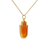 Collier doré main de fatma en onyx rouge