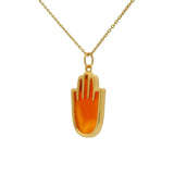 Collier doré main de fatma en onyx rouge