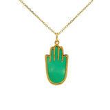 Gold necklace with hand of Fatima stone