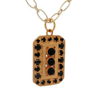 Collier doré plaque rectangulaire onyx noire 50 cm