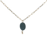 Collier doré onyx noire avec anneau pour charms 42 cm