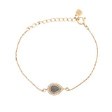 Bracelet doré goutte en labradorite et zircons