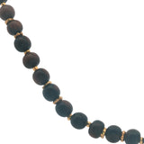 Collier doré perles bois marron disques dorés 46 cm