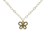 Collier doré maille coeur et papillon en zircons 50cm