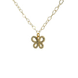 Collier doré maille coeur et papillon en zircons 50cm