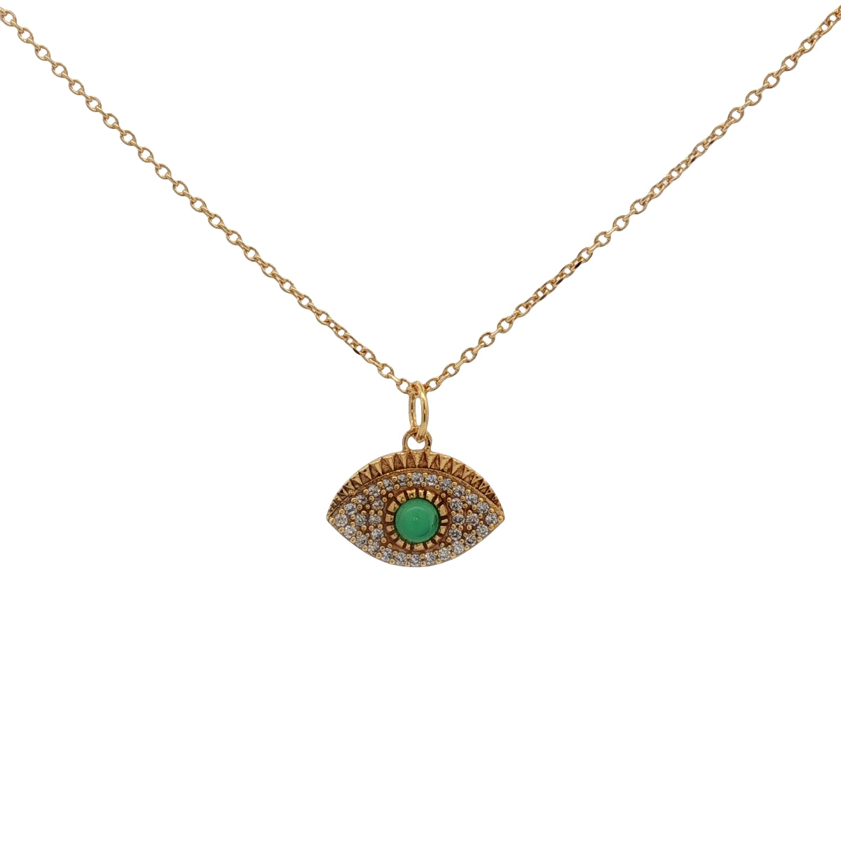Gold necklace with stone eye and zircons