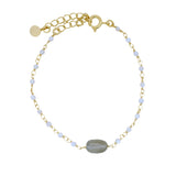 Bracelet doré pierre facettées labradorite et pierre de lune