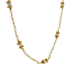 Collier doré labradorite et pierre de lune avec couronnes dorées 44 cm