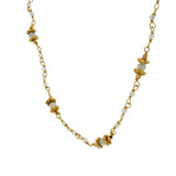 Collier doré labradorite et pierre de lune avec couronnes dorées 44 cm