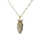 Collier doré poisson en quartz fumé 60cm