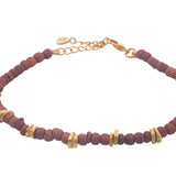 Bracelet doré perles en bois de santal avec disques dorés