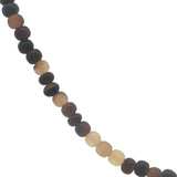 Collier doré perles en corne marron et beige 64 cm