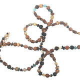 Wooden and turquoise pearl necklace