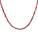 Collier doré perles en agate rouge disques dorés 46 cm