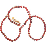 Collier doré perles en agate rouge disques dorés 46 cm