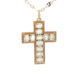 Collier doré croix avec prehnite 60 cm