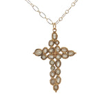 Collier doré croix XL avec prehnite 75 cm