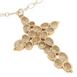 Collier doré croix XL avec prehnite 75 cm